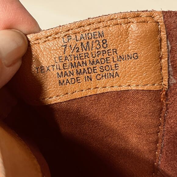 Lucky Brand Boots Laiden Rust Suede Leather Ankle Boho Chunky Heel Zip 7.5M/38 - Picture 8 of 9